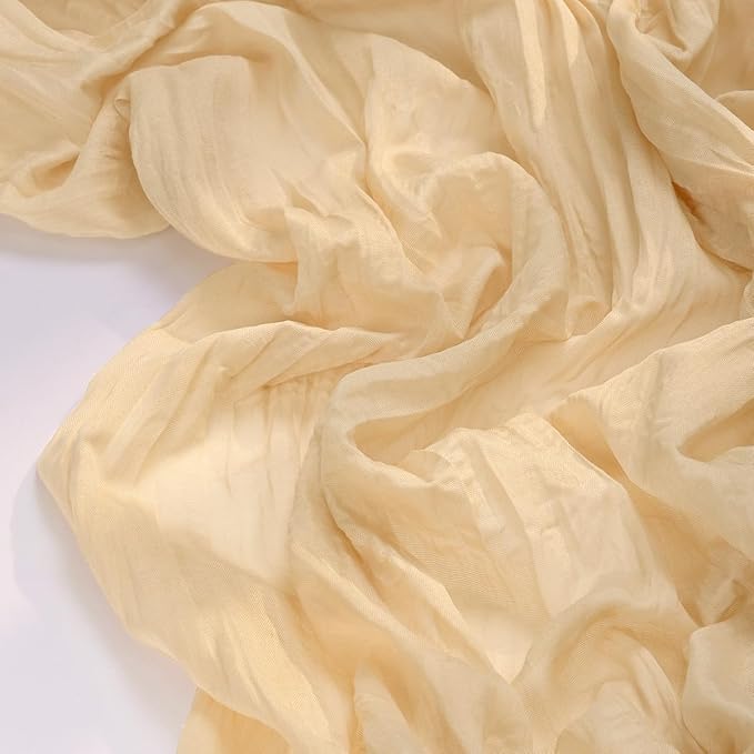 Socomi Gold Champagne Cheesecloth Table Runner Summer Boho Rustic Gauze 120 inch 10FT Cheese Cloth Sheer Runner for Wedding Party Baby Shower Birthday Home Decor Holiday Decorations