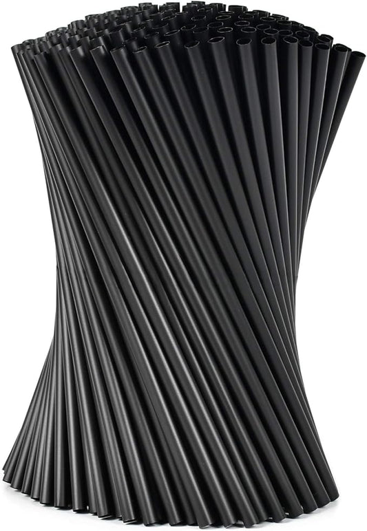 Plasticless 100 Pcs PLA Disposable Drinking Straws Corn Plant Based Biodegradable Straws, BPA Free Compostable Stir Sticks Black Reusable Straw Alternative to Plastic Straw for Party Drinks