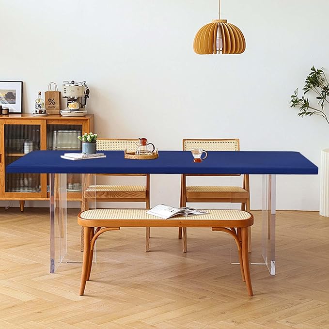 12 Pack Spandex Tablecloth Table Top Cap Cover, Navy Blue Stretch Table Covers for 6FT Tables, Elastic Rectangle Tablecloth Protector for Outdoor Party Picnic Wedding (Navy Blue,30" W x 72" L)