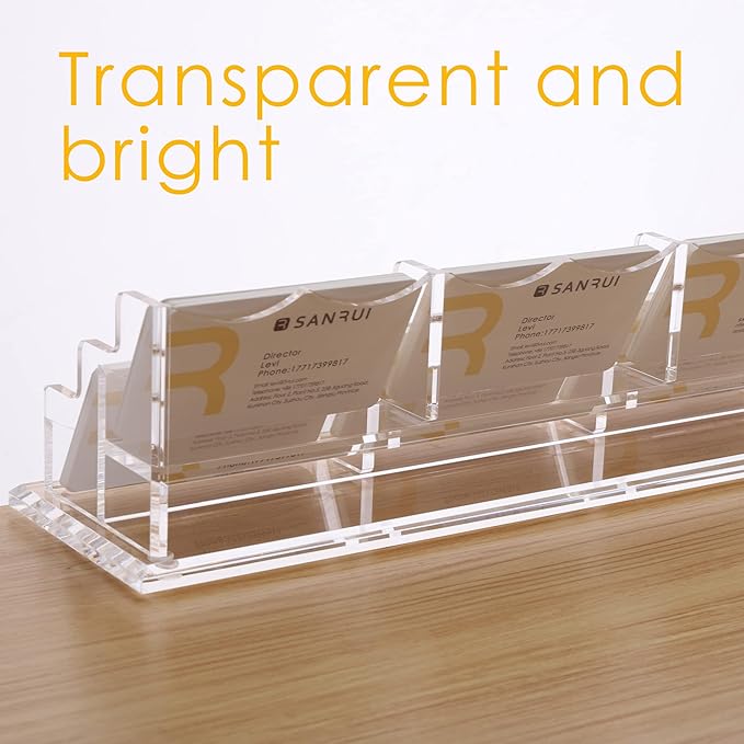 SANRUI Acrylic Business Card Display Holder for Desk, Clear Multiple Desktop Business Card Stand Organizer Storage, for Exhibition, Home, Office,2 Tier 6 Pocket, 360 Card Capacity