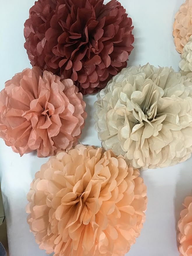 Birthday Decorations for Women in Fall Color – Maroon Peach Gold Happy birthday Decor with Balloons Banner Tissue Pompoms Paper Tassel Garland Party Supplies (Burgundy + Burnt Orange)