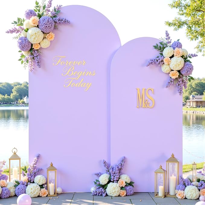 Lavender Photo Arch Backdrop Cover Set of 2-7.2 and 6ft Light Purple Arch Covers Stretchy Backdrop Baby Shower Girls Lilac Spandex Balloon Arch Stand Covers for Birthday Party Wedding Bridal Shower