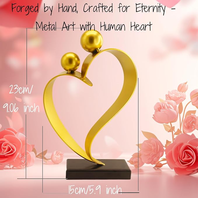 Gold Heart Decor Anniversary Heart Gift for Couple Women Men Wedding Gifts for Couples 50th Wedding Anniversary Gold Shelf Decor Shelf Valentines Day Decorations Sweetheart Table Decorations