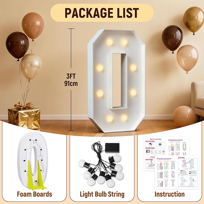 3FT Marquee Numbers 60, Large Light Up Numbers for 60th Birthday Decorations Big DIY Mosaic Number 60 Birthday Party Backdrop for Women and Men Anniversary Decor Pre-Cut Foam Board Kit