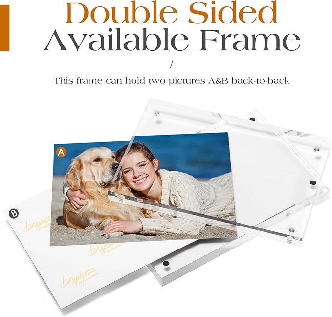 TWING 5x7 Acrylic Picture Frames 2 Pack,20MM Thickness Double Sided Magnetic Clear Photo Frame,HD Frameless Acrylic Photo Frame Display for Desktop Gift Ideal,Cleaning Cloth Included