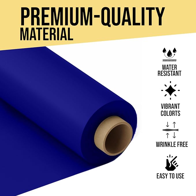 Party Solids 66% Thicker Premium Navy Blue Plastic Table Cover Roll 40" X 100' Table Cloth Plastic Cover Roll Quality Thick Banquet Rolls Disposable Tablecloth Rolls Strong American Based Company