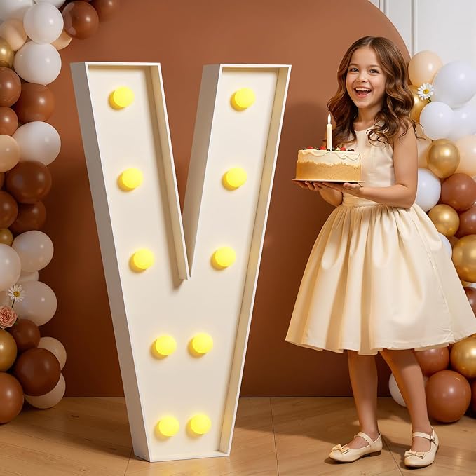 Marquee Letters 4 Feet Tall 4FT Large Light Up Letters V for Birthday Wedding Engagement Party Decorations Will You Marry Me Sign Yard Pre-Cut Foam Board