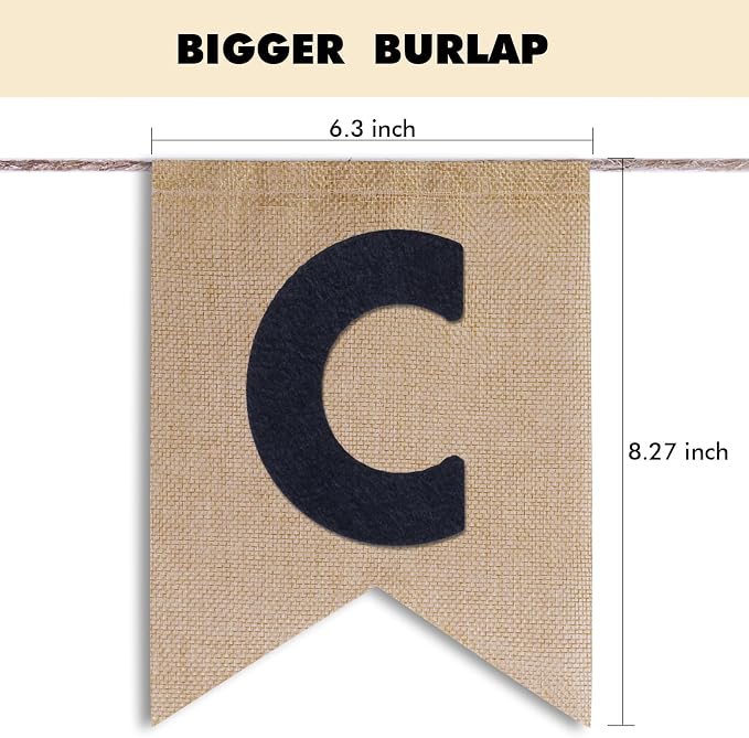 Custom Banner Kit, 28 Burlap Banner with 92 Felt Letters, Make Your Own Diy Customizable Kit for Birthday Wedding Party Decorations