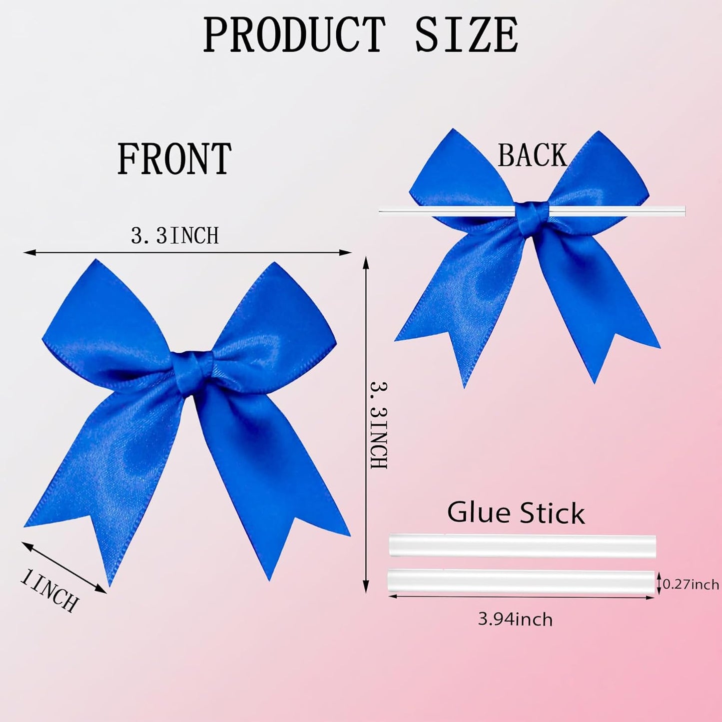 50 PCS Twist Tie Bows Satin Ribbon Bows 3.3 Inch Gift Wrap Bows Craft Bows for Gift Wrapping, Party Decorations Gifts Bag DIY Treat Bags Wedding Decor Baby Shower Christmas (Royal Blue)