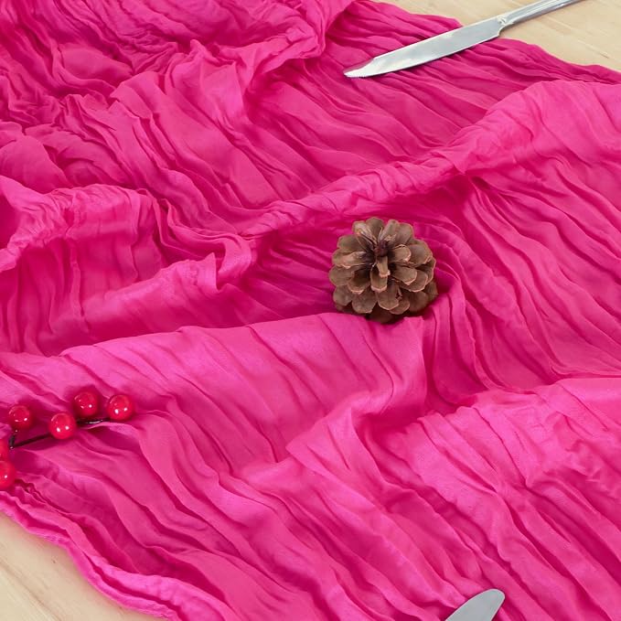 8 Pack Hot Pink Cheesecloth Table Runner 120 Inch 10FT Gauze Cheese Cloth for Baby Shower, Valentine's Day, Wedding Decoration