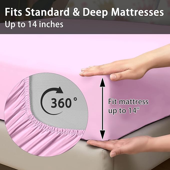 Pamnest Comforter Set Full Size, Cute Kids Crown 7 Pcs Bedding for Kids and Adults, Pink Princess Girls Bed Sheet Sets with Fitted Sheet 2 Pillowcase & 2 Sham for Bedroom Bed Decor
