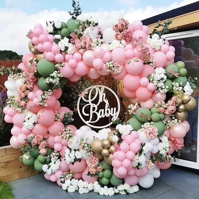 Pastel Pink Balloons, 113Pcs Baby Light Pink Balloons Different Sizes, 18/12/10/5 Inch Macaron Pastel Pink Balloon Garland Pink Latex Balloons for Birthday Baby Shower Gender Reveal Party Decorations