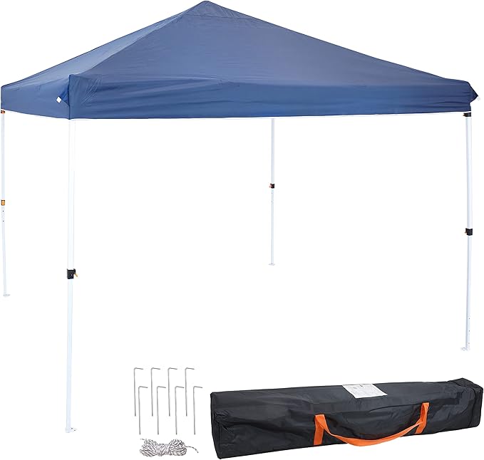 Sunnydaze 12 x 12 Foot Standard Pop Up Canopy with Carry Bag - Straight Leg Folding Outdoor Shade Shelter - Blue