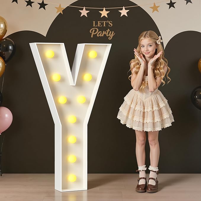 Marquee Letters 4 Feet Tall, 4FT Large Light up Letters Y, Big Sign Y with Warm White Light for Birthday Wedding Proposal Engagement Graduation Party Backdrop Decorations