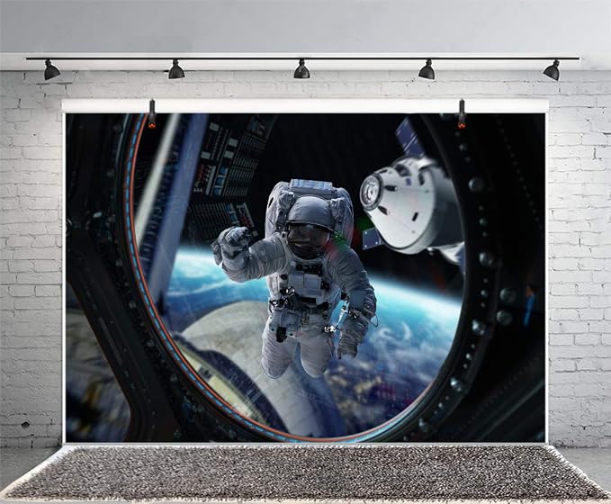 Leyiyi 6x4ft Astronaut Working Backdrop Planetarium Banner Space Station Universe Explore Shuttle Spacecraft Asteroid Travel Photo Background Kids Adventure Portrait Shoot Studio Vinyl Prop Wallpaper