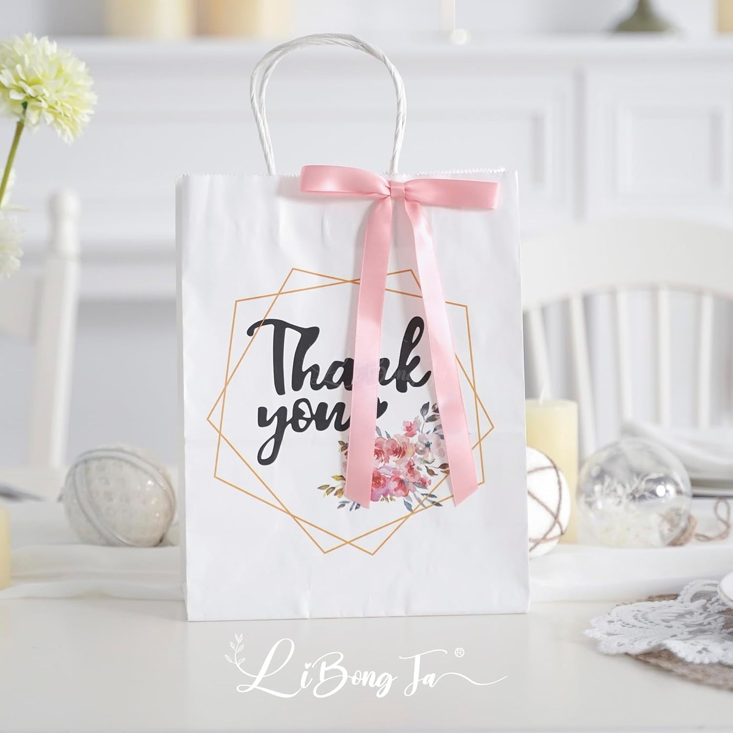 50 PCs Pink Bow 5 Inch Long Tail Bows for Gift Wrapping, Easter Bow Party Decorations, Twist Tie Bows, Satin Bows for Crafts, Premade Bows for Presents, Treat Bags, Bottles, Cakes