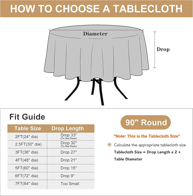 sancua Round Tablecloth 90 Inch Diameter, 8 Pack - Circle Polyester Fabric Table Cloth for Wedding Party Reception Banquet Birthday, Washable Formal Table Cover (Fit 30-72 Inch Tables), Sage Green