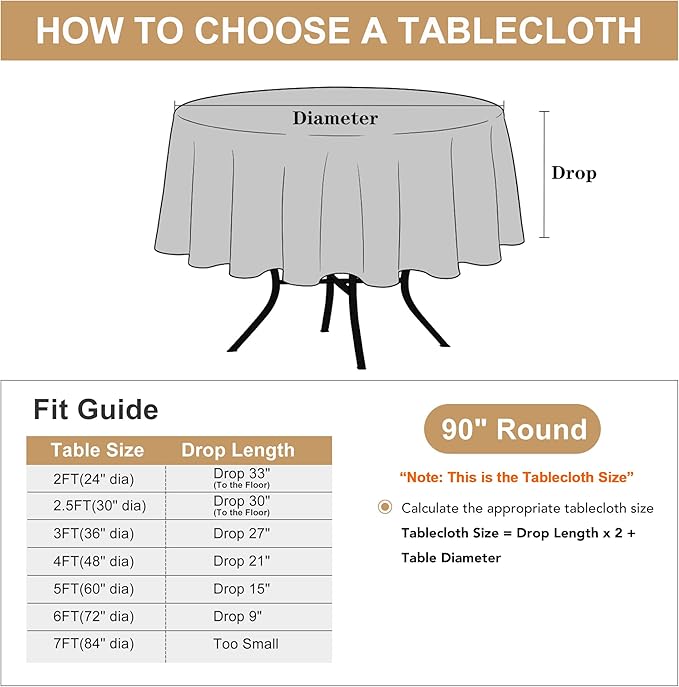 sancua 90 Inch Round Tablecloth White, 8 Pack - Circle Polyester Fabric Table Cloth for Wedding Party Reception Banquet Birthday, Washable Formal Table Cover (Fit 30-72 Inch Tables)