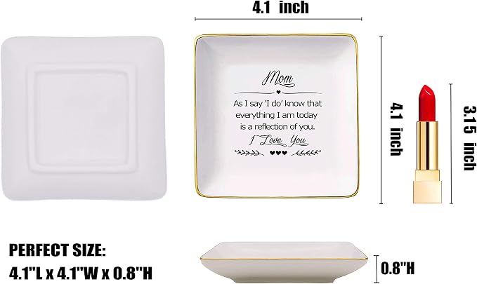 As I Say I Do Know That Everything I Am Today Is A Reflection of You,Gifts for Mother Of The Bride,Ceramic Jewelry Holder Ring Dish Trinket Box Tray-Thank You,Wedding Gifts for Mom,Bridal Shower Gifts