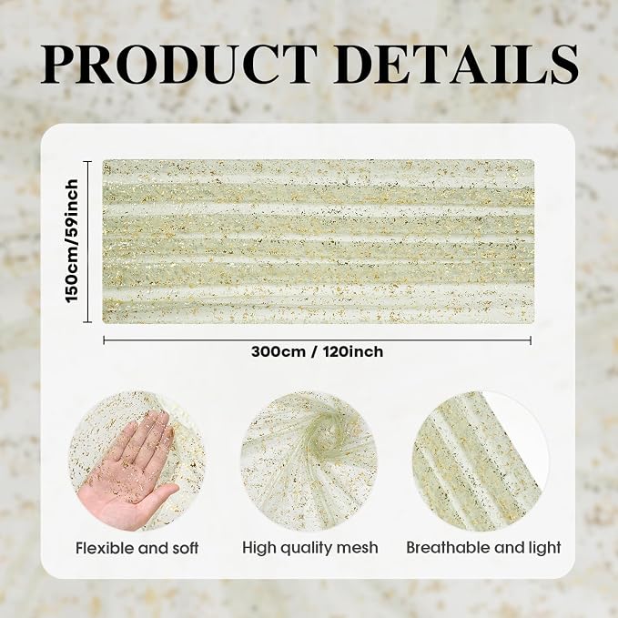Artoid Mode Sage Green Gold Gauze Table Runner 59x120 Inch 10FT, Glitter Metallic Foil Sheer Dining Wedding Anniversary Holiday Birthday Table Decor for Home Party
