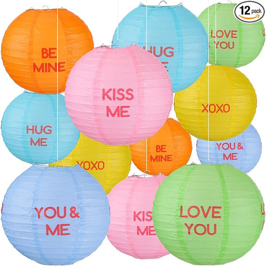 Retisee 12 Pcs 10 Inch Hanging Paper Lanterns Party Decorations Pastel Classroom Decor for Birthday Back to School Party Decoration for Classrooms Wedding Birthday Ceilings(Fresh Color,Lovely)