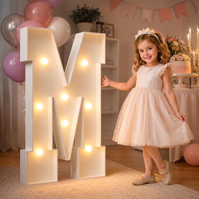 imprsv Marquee Light Up Letters, 3FT Marquee Letters for Birthday Baby Shower Wedding Decorations Light Up Letters for Engagement Party Decor, Large Marquee Letters for Party Decorations, Letter M