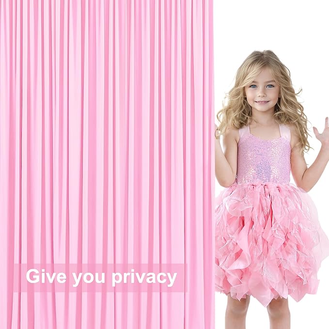10x12 Pink Backdrop Curtains for Wedding Party Wrinkle Free Backdrops Curtain Drapes Fabric Decorations Photo Back Drop Cloth for Baby Shower Photography Stage Reception 5ft x 12ft,2 Panels