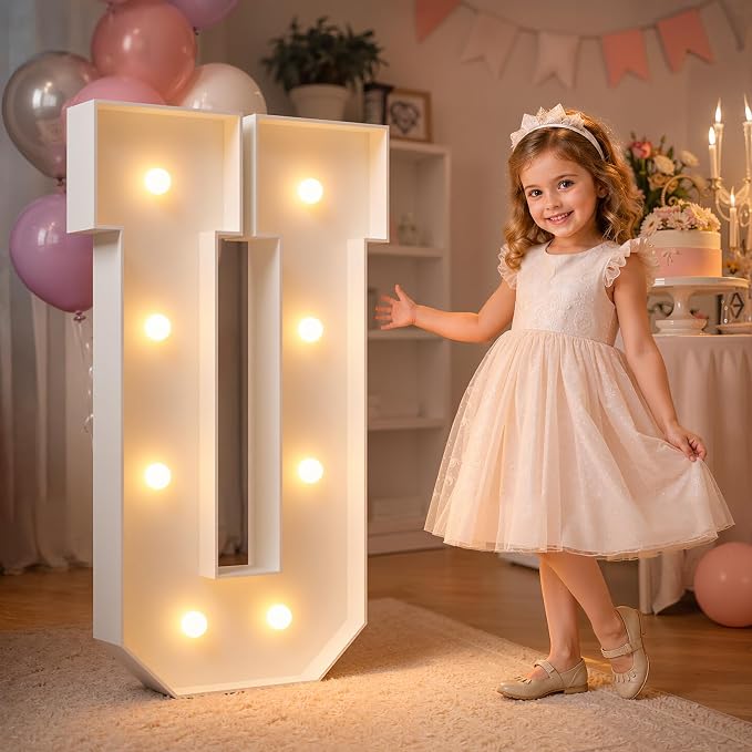 imprsv Marquee Light Up Letters, 3FT Marquee Letters for Birthday Baby Shower Wedding Decorations Light Up Letters for Engagement Party Decor, Large Marquee Letters for Party Decorations, Letter U
