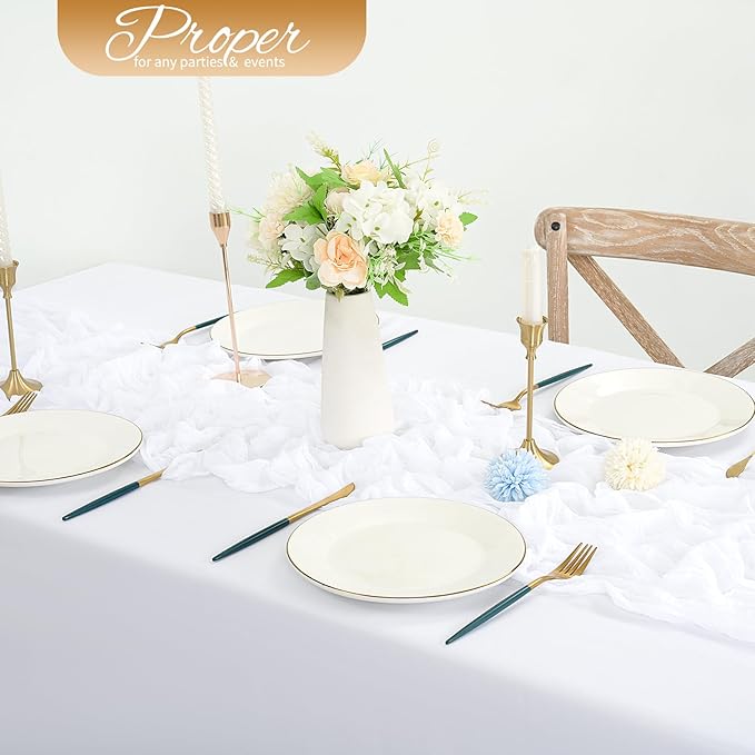 20 Pack White Cheesecloth Table Runner 120 Inch 10FT Rustic Boho Gauze Cheese Cloth Table Runner for Wedding Party Baby Shower Thanksgiving Christmas Decoration