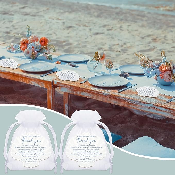 Hushee 200 Pcs Seashell Coasters Bulk Wedding Favors for Guests Last Toast on The Coast Bachelorette Party Favors Seashells and Wedding Bells Coaster Coastal Thank You Gifts for Bridal Shower Ceremony