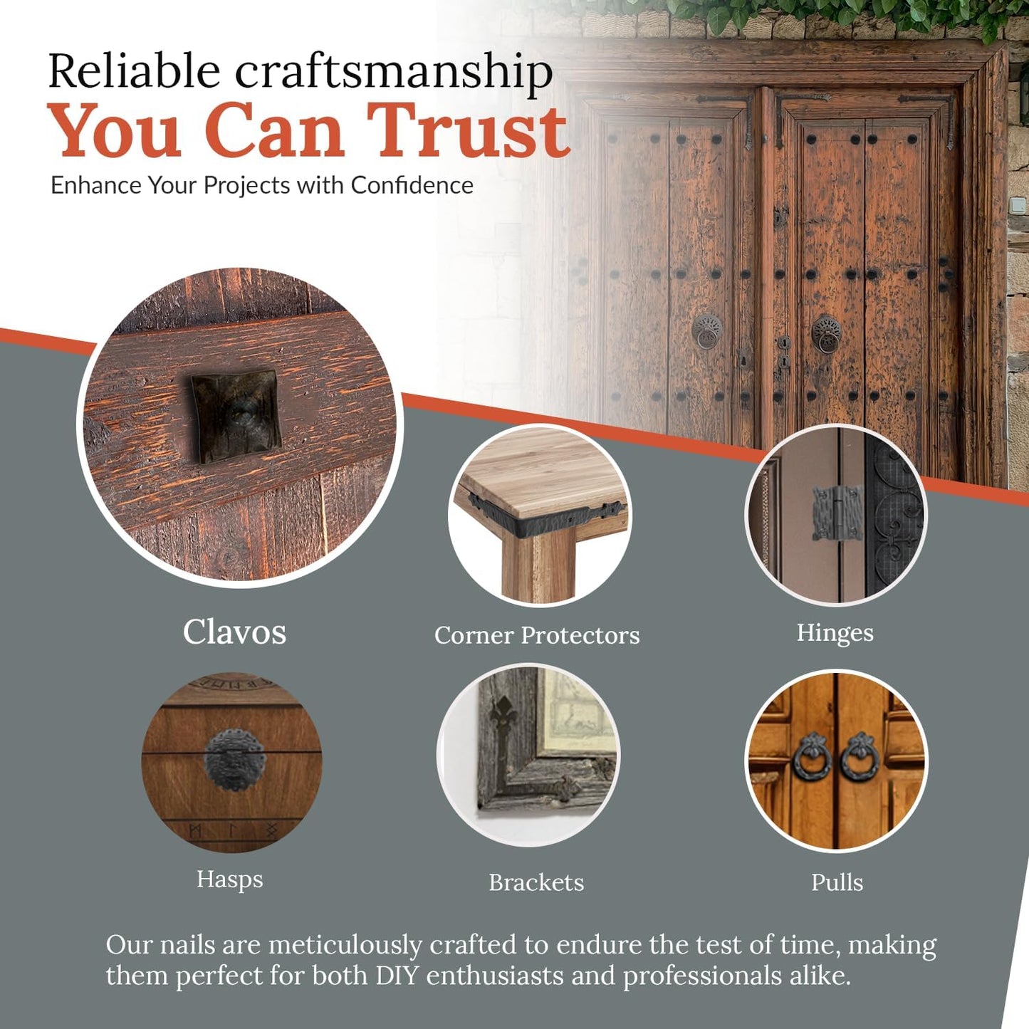 100 Pack 1" Square Head Iron Clavos Decorative Nails – Oil Rubbed Bronze – Handmade Rustic Square Fasteners for Farmhouse Shutter, Barn Door, Shutters, and Gates – Ornamental Wood Accent