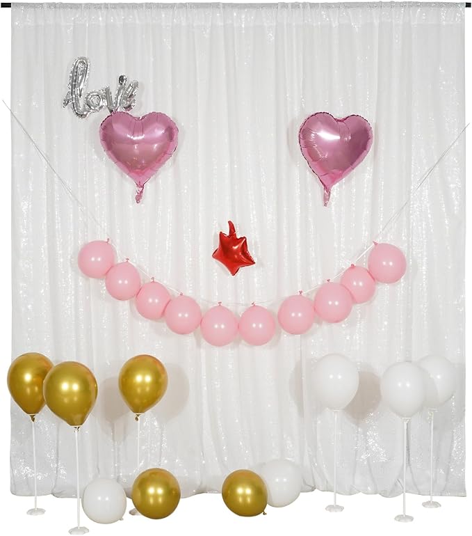 Poise3EHome White Sequin Backdrop, 10Ft x 10Ft Glitter Photography Background Curtains, Sequence Drapes for Party Baby Shower Wedding Birthday Christmas Thanksgiving Halloween Decoration