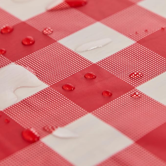 Plastic Tablecloth Roll – 54" x 100' Plastic Tablecloths for Parties Disposable with Cutter Box - Cut to Size Disposable Tablecloth for Rectangle & Round (Gingham-Red)