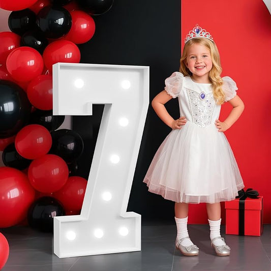 2FT Marquee Numbers 7, Light up Numbers for 7th 70th Birthday Decoration, Anniversary Party Decor, 2026 Graduation Decoration,Pre-Cut Foamboad Kit