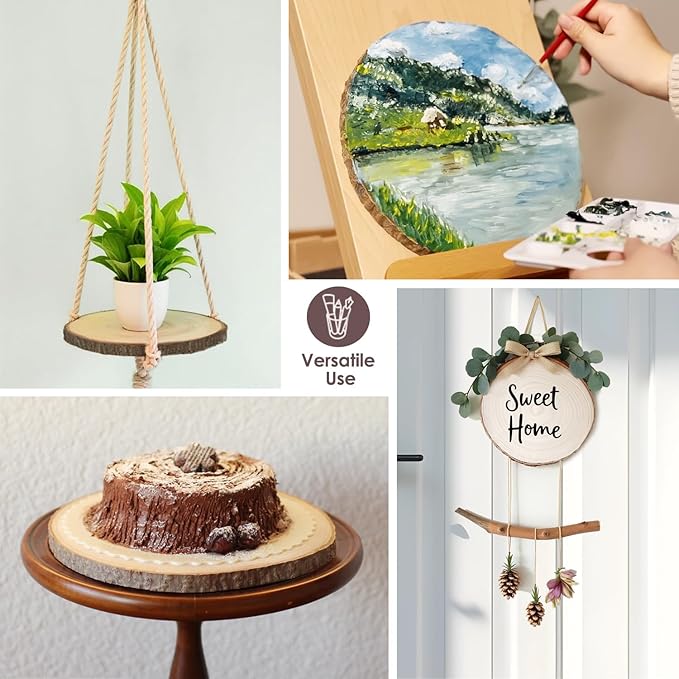 4Pcs 12-14Inch Natural Large Wood Slices for Centerpieces for Tables, Rustic Wooden Slabs, Rounds DIY Craft, Wedding Party Décor, Unfinished Wood Discs (4pcs X-Large (12"-14"))
