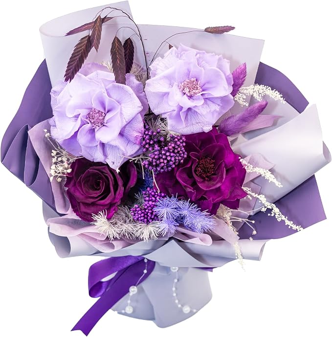 Forever Flower Gifts for Her: Romantic Flowers for Graduation-Daughter Girlfriend Wife Mom Grandma-Preserved Rose Bouquets-Flowers for Delivery Prime on Birthday Anniversary Valentines (Violet)