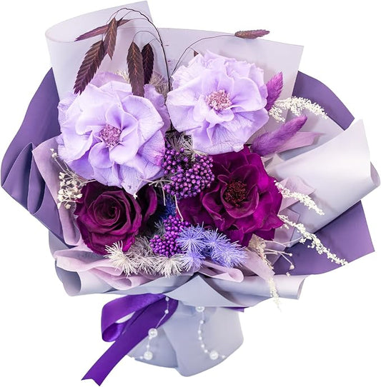 Forever Flower Gifts for Her: Romantic Flowers for Graduation-Daughter Girlfriend Wife Mom Grandma-Preserved Rose Bouquets-Flowers for Delivery Prime on Birthday Anniversary Valentines (Violet)