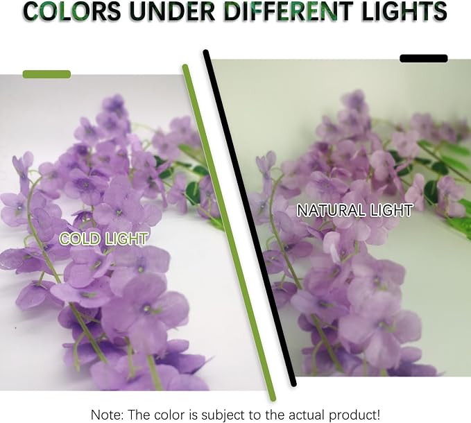 5 Pack Light Purple Wisteria Hanging Flowers Garland, 3.77 Feet Artificial Flower Vines, Fake Wisteria, Artificial Vines Hanging Garland for Backdrop Outdoor Yard Garden Decor