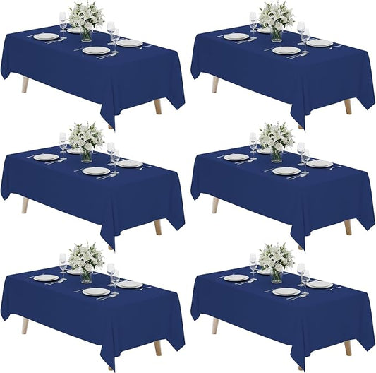 Fixwal 6 Pack Navy Blue 70 x 120 Inch Rectangle Tablecloths, Reusable Heavy Duty Washable Polyester Table Covers, Stain and Wrinkle Resistant for 6-8 Ft Tables, Wedding, Party, Baby Shower, Birthday