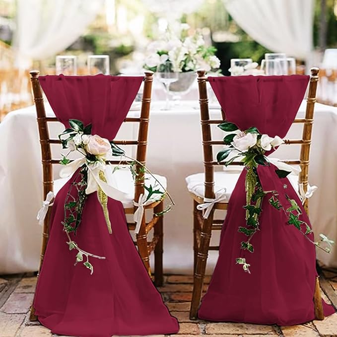 24 Pack Burgundy Cheesecloth Table Runners,10FT Boho Gauze Table Runner,35x120inch Rustic Table Runner for Wedding Party Bridal Shower Thanksgiving Christmas Boho Table Decoration