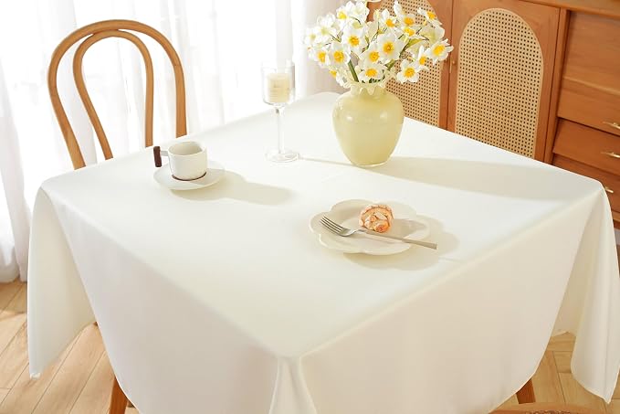 5 Pack Square Tablecloth 70 x 70 Inch Ivory Tablecloth, Polyester Fabric Washable Table Cloth for Home, Party, Wedding or Restaurant Use.