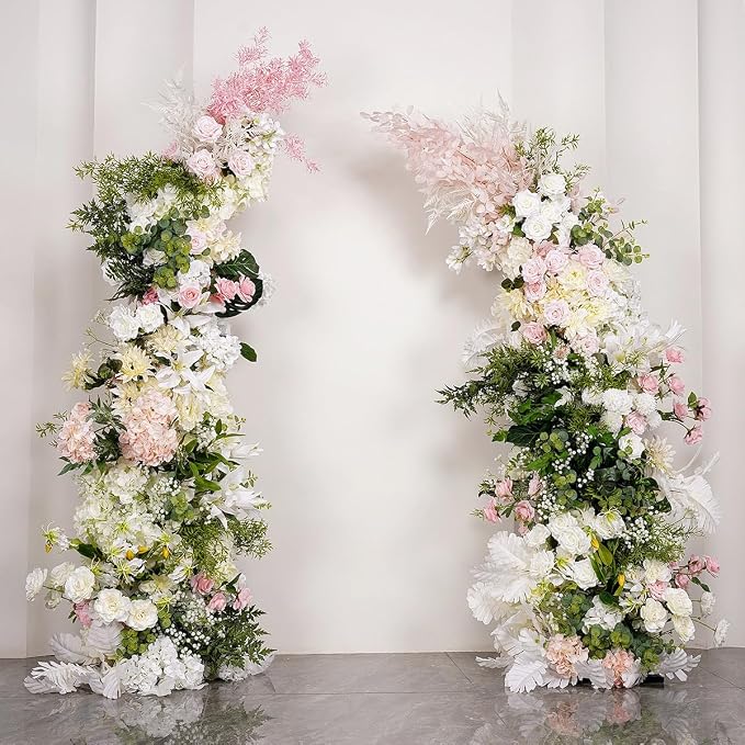 Metal Half Arch Balloon Stand, 7.9FT&6.7FT Wedding Arch Frames with Base | Flower Arch for Birthday Party, Anniversary Graduation Ceremony Wedding (Gold)