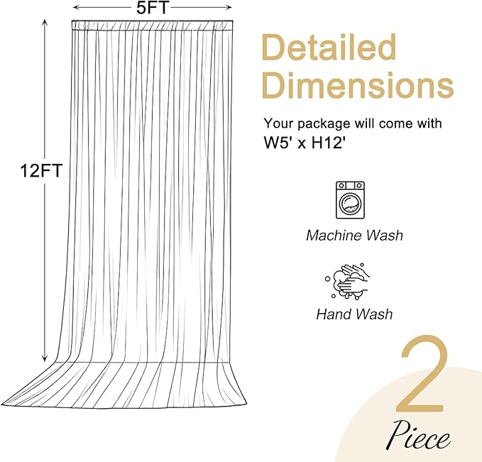 10x12ft Champagne Backdrop Curtains for Parties Wrinkle Free Fabric Backdrop Curtain Wedding Photo Drapes Backdrop for Birthday Party Baby Shower Bridal Shower Photography Back Drop 2 Panels 5x12FT