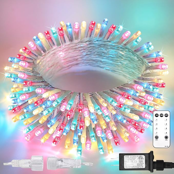 suddus Pastel Easter String Lights, 33ft 100 LED Multicolor Fairy Lights with Remote, Connectable Clear Wire Twinkle Lights for Spring Decor, Aesthetic Bedroom, Classroom, Dorm, Plug in