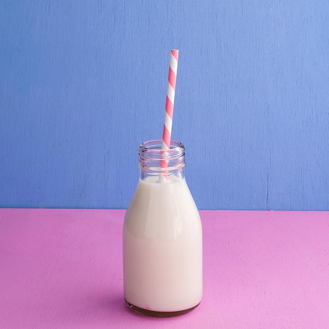 PakTalk 100 Pack Baby Pink Paper Straws for Drinking, Disposable and Biodegradable, Food Grade Material, Eco-Friendly Straws for Birthdays, Weddings, Baby Showers (0.24" x 7.75")
