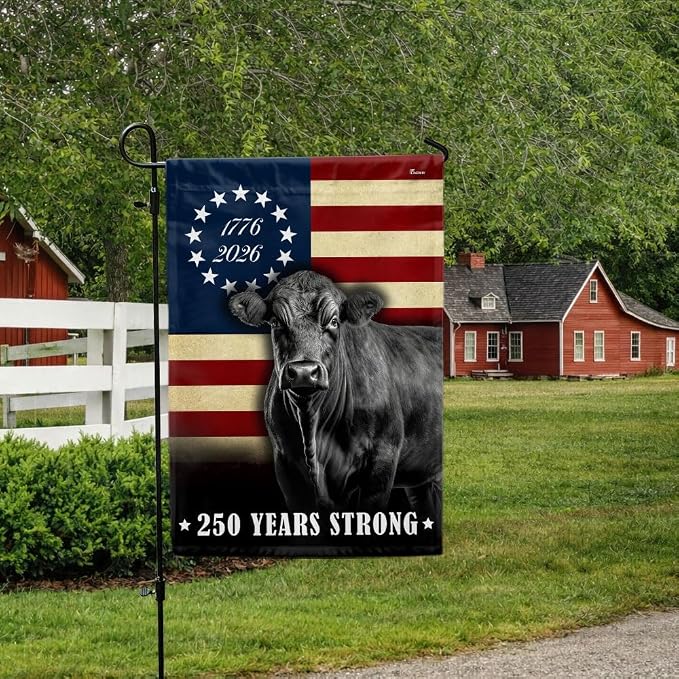 FLAGWIX 250 Years Anniversary Cattle Flag - Polyester Double-sided Yard Flags For Outside House Flag (29.5" x 39.5") - 4th of July Decorations for Home Yard Garden Decor Banner, Gifts For Men Women