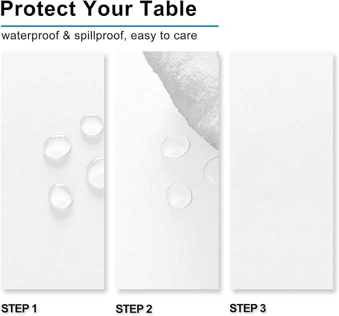 Hiasan White Square Tablecloth - Waterproof and Spillproof Restaurant Washable Polyester Table Cloth for Dining Room, 30 x 30 Inch