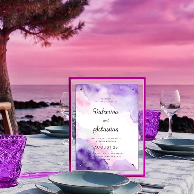 TWING 5x7 Picture Frame, Acrylic Photo Frame Self Standing Magnetic Color Floating Picture Frame Use as 5x7, 5x5, 4x6 - Horizontal and Vertical Formats for Wall and Tabletop Display, Purple, 1 Pack