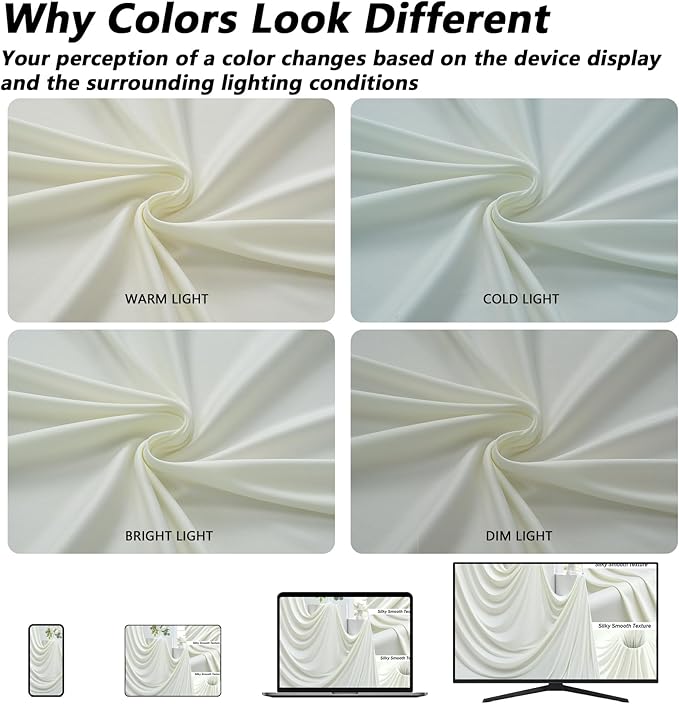 30ft×12ft Ivory Backdrop Curtain for Wedding Parties, 6 Panels Wrinkle Free Polyester Photo Backdrop Drapes Back Drop Cloth for Birthday Photography Background