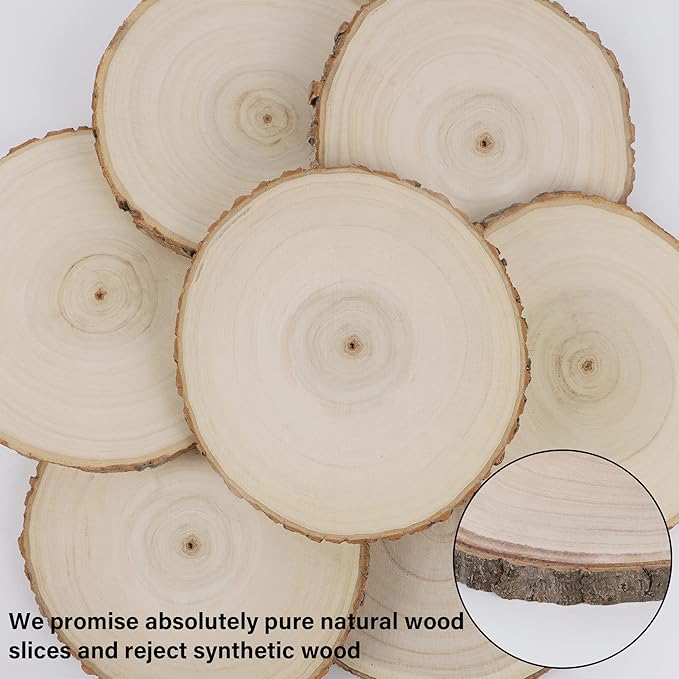 Sancodee 8 Pcs Large Unfinished Wood Slices, 10-11 Inches Wood Slabs for Centerpieces Natural Wooden Circle, DIY Wood Centerpieces for Tables Wedding Party Door Sign Decor